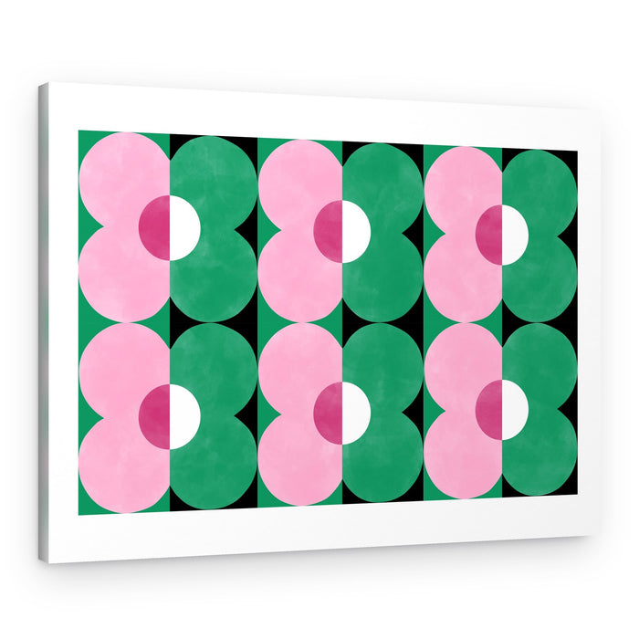 Pink Green Retro Flowers – Canvas Print