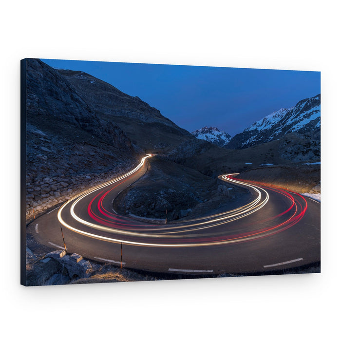Winding Mountain Light Trails – Canvas Print