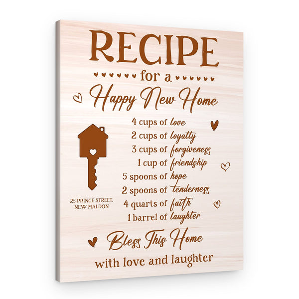 Recipe For A Happy New Home Canvas Print