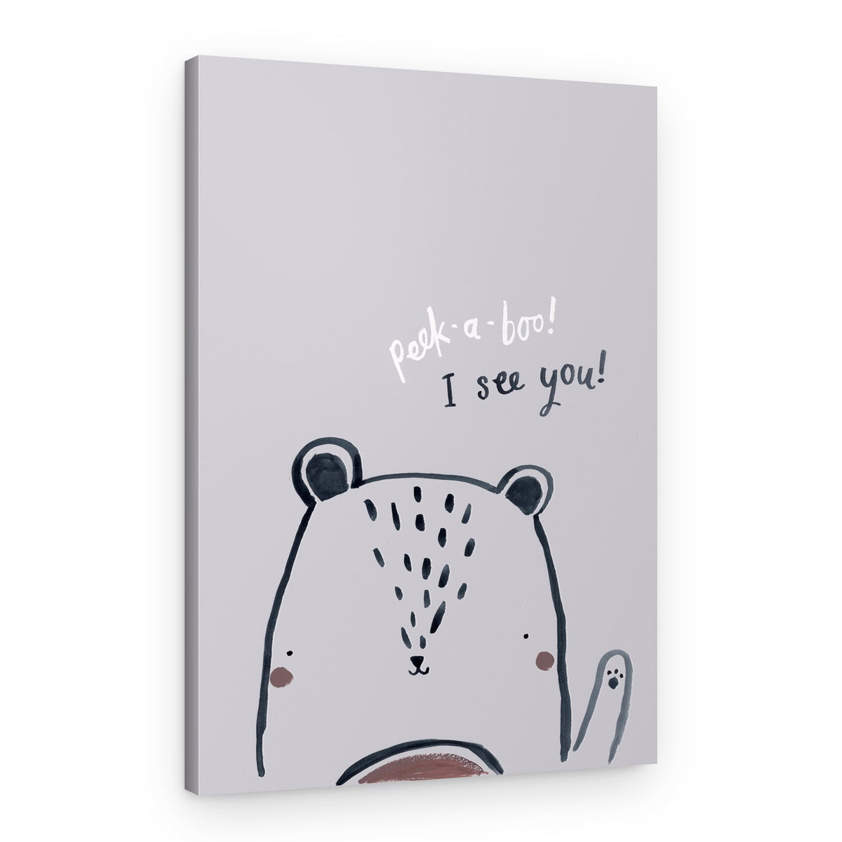 Playful Peek-a-Boo Bear – Canvas Print