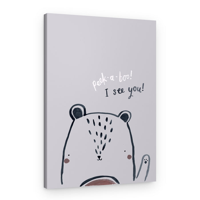 Playful Peek-a-Boo Bear – Canvas Print