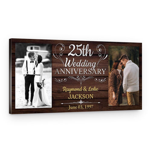 25th Wedding Anniversary Custom 2 Photo Canvas Print – Canvas Print