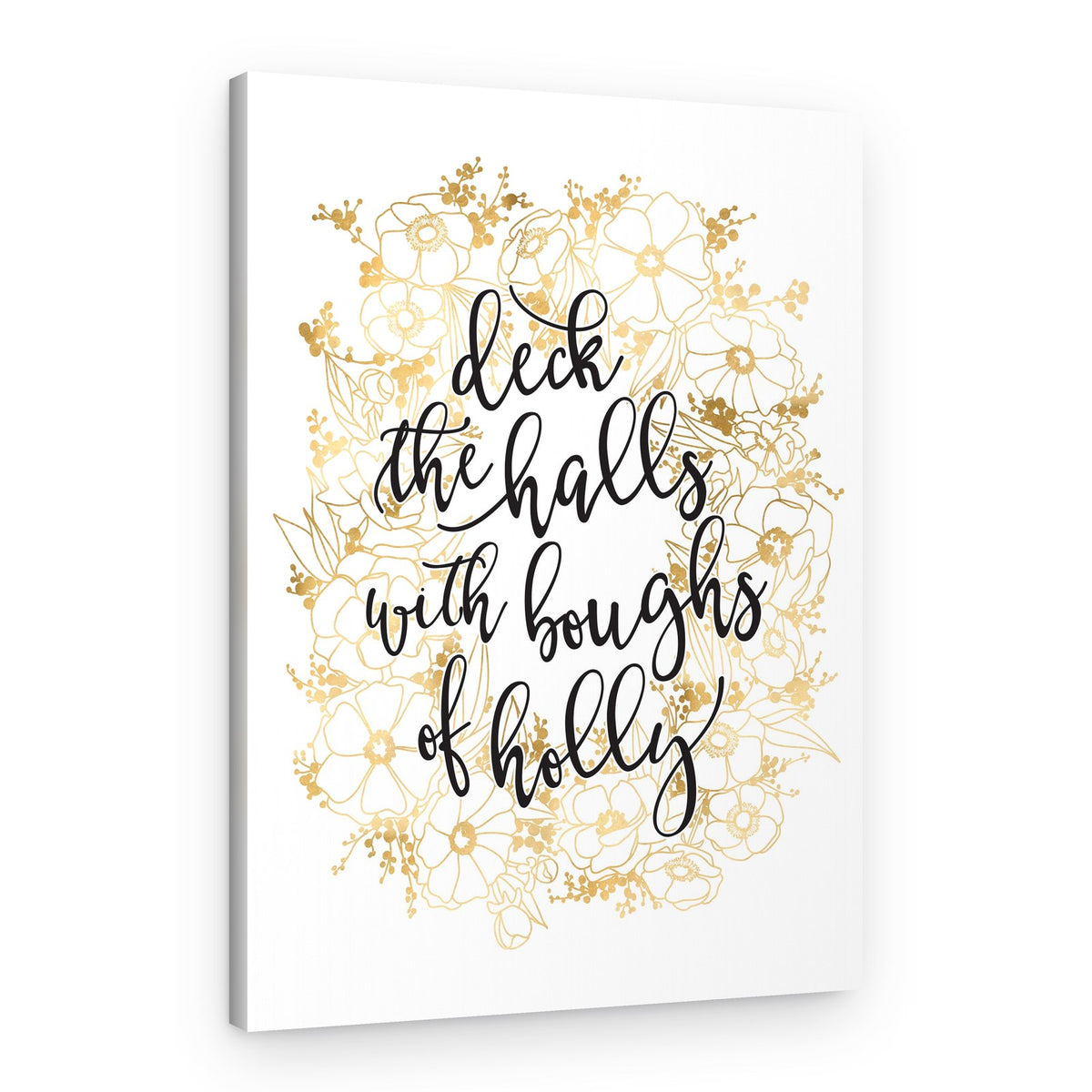 Deck The Halls Golden Wreath – Canvas Print