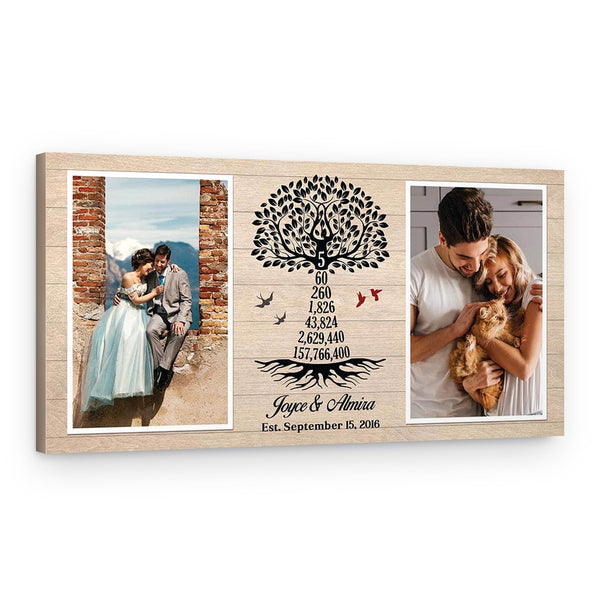 Personalized 5th Wedding Anniversary Tree Counting Canvas Print