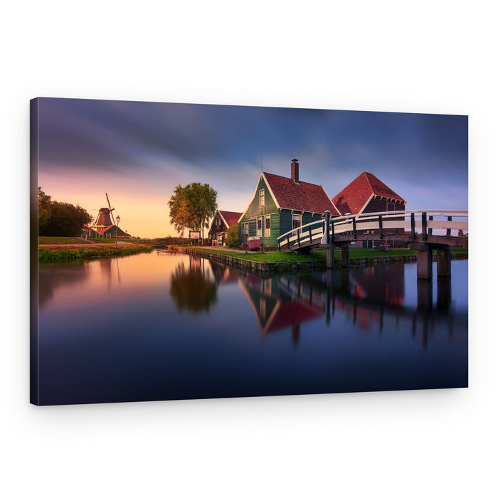 Tranquil Dutch Village Sunset – Canvas Print