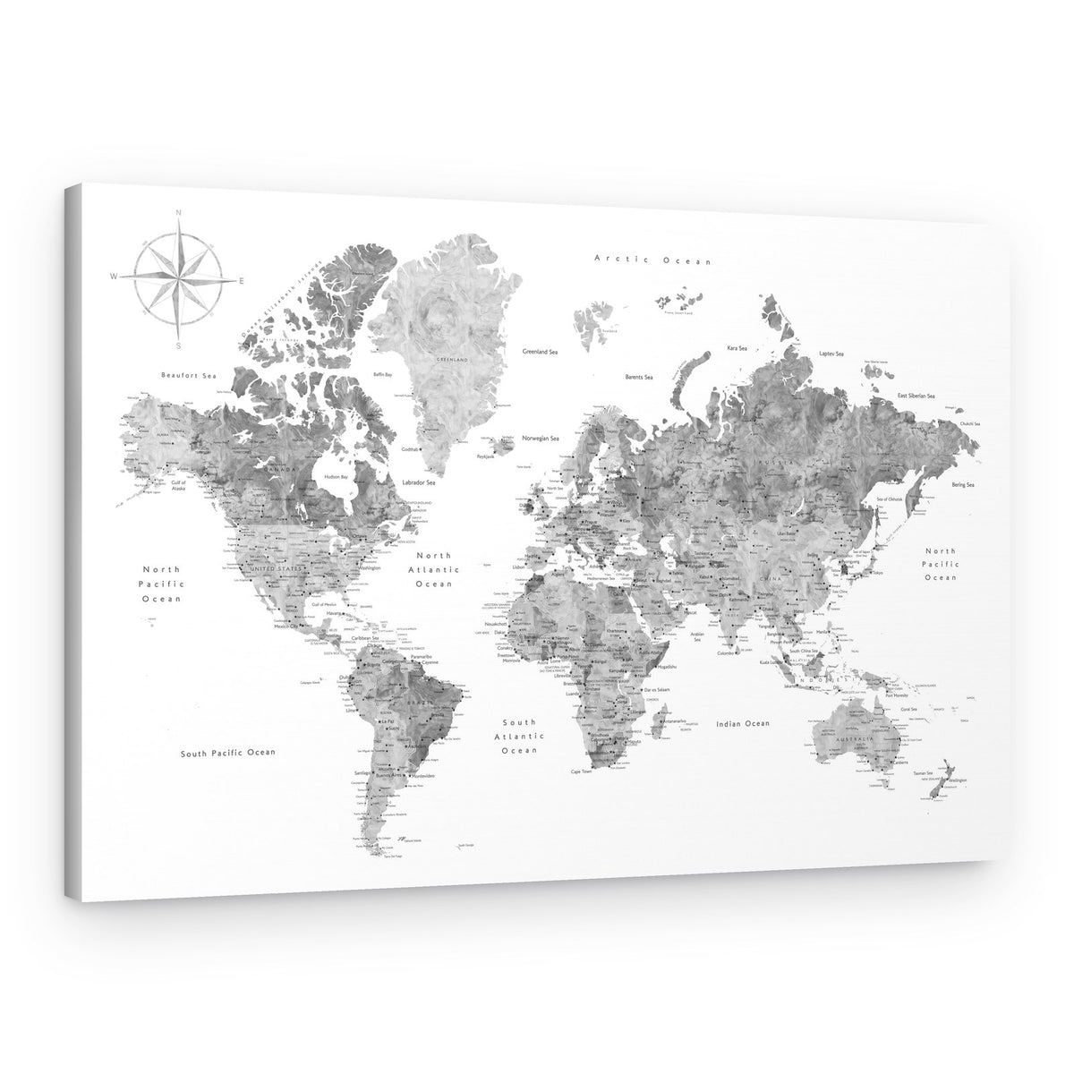 Detailed World Map – Canvas Print