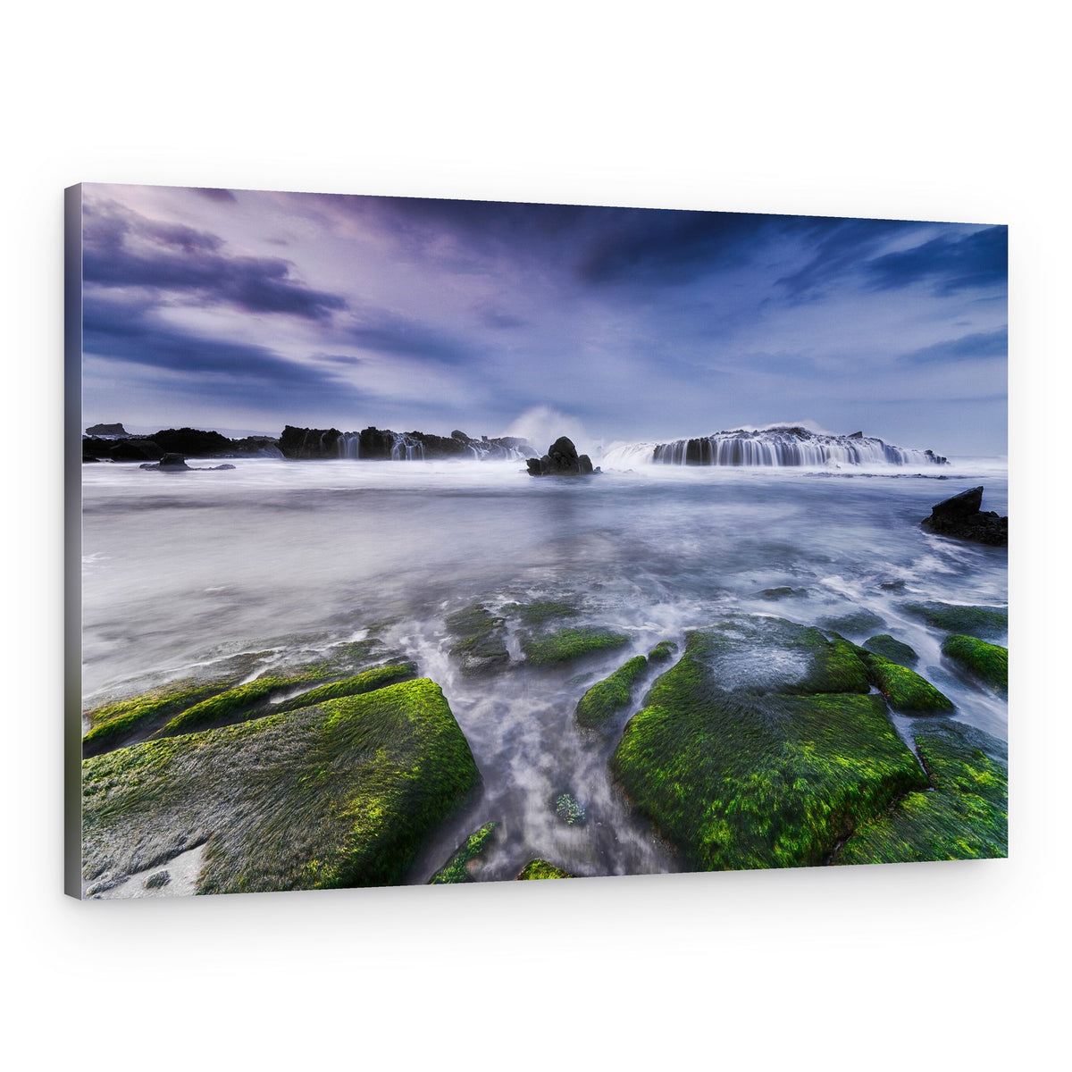 Moody Green Coastal Rocks – Canvas Print