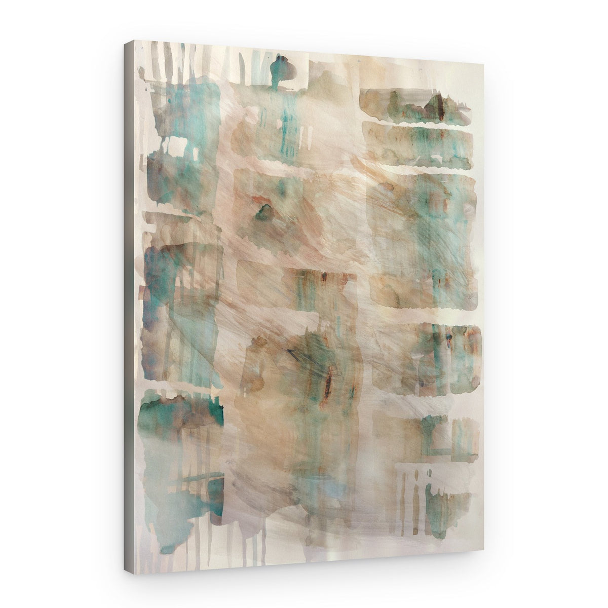 Soft Teal Brown Abstract – Canvas Print