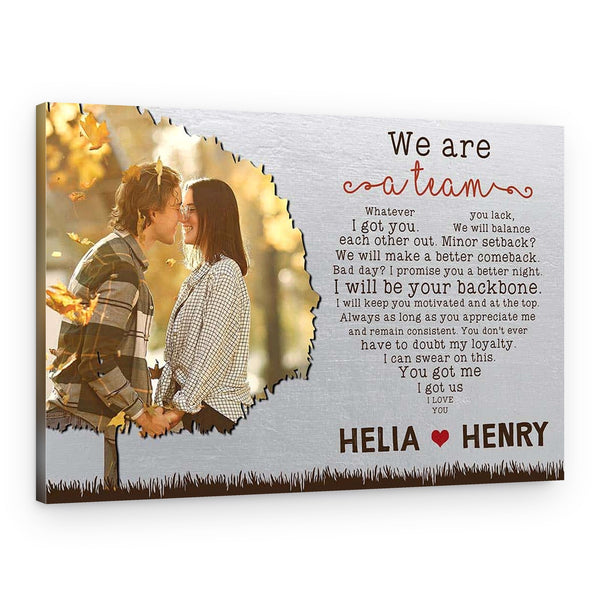 10th Anniversary “We Are A Team” Custom Photo Canvas
