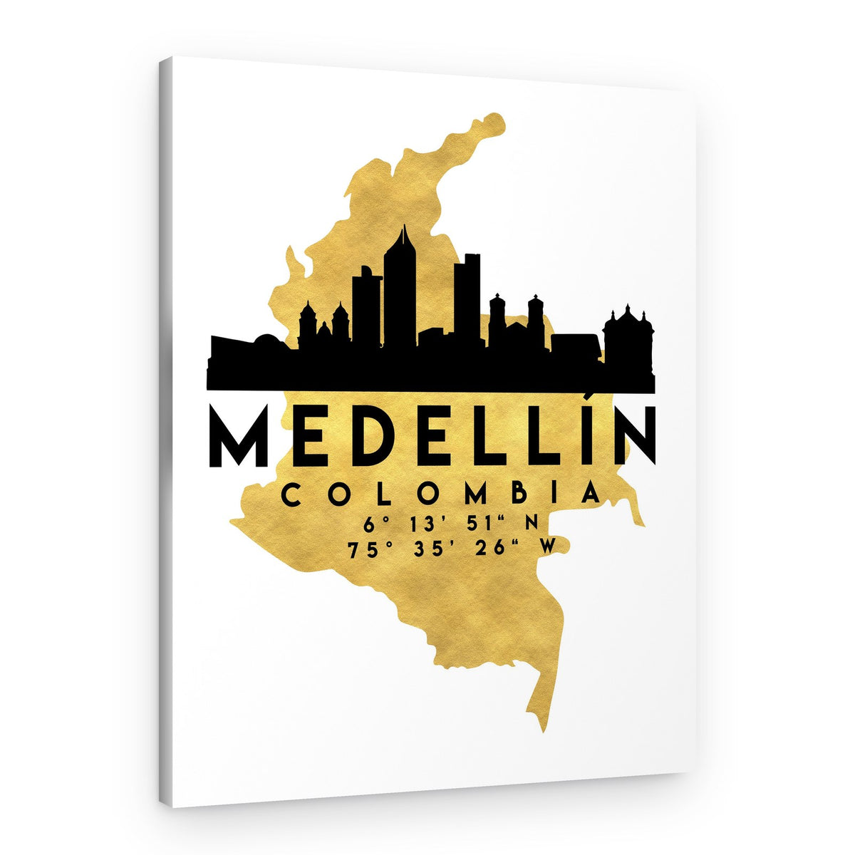 Medellin Colombia Skyline Map – Canvas Print