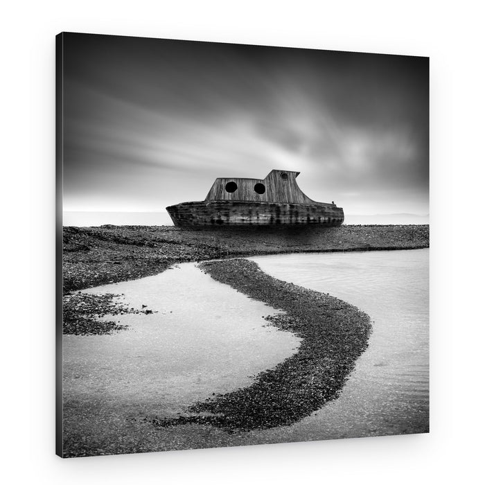 Old Boat Winding Stream – Canvas Print