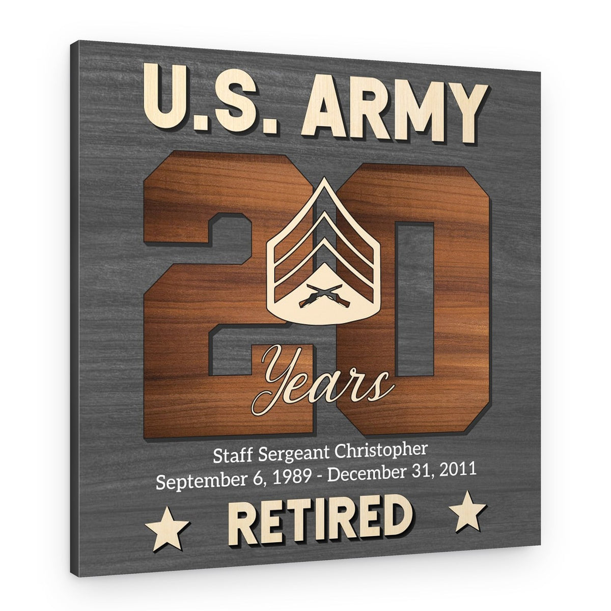 Rank Army Retirement Gift Custom Canvas Print – Canvas Print