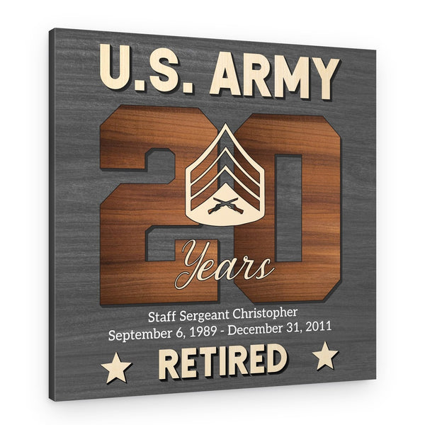 Rank Army Retirement Gift Custom Canvas Print