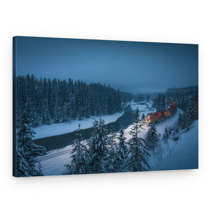 Snowy Forest Train – Canvas Print