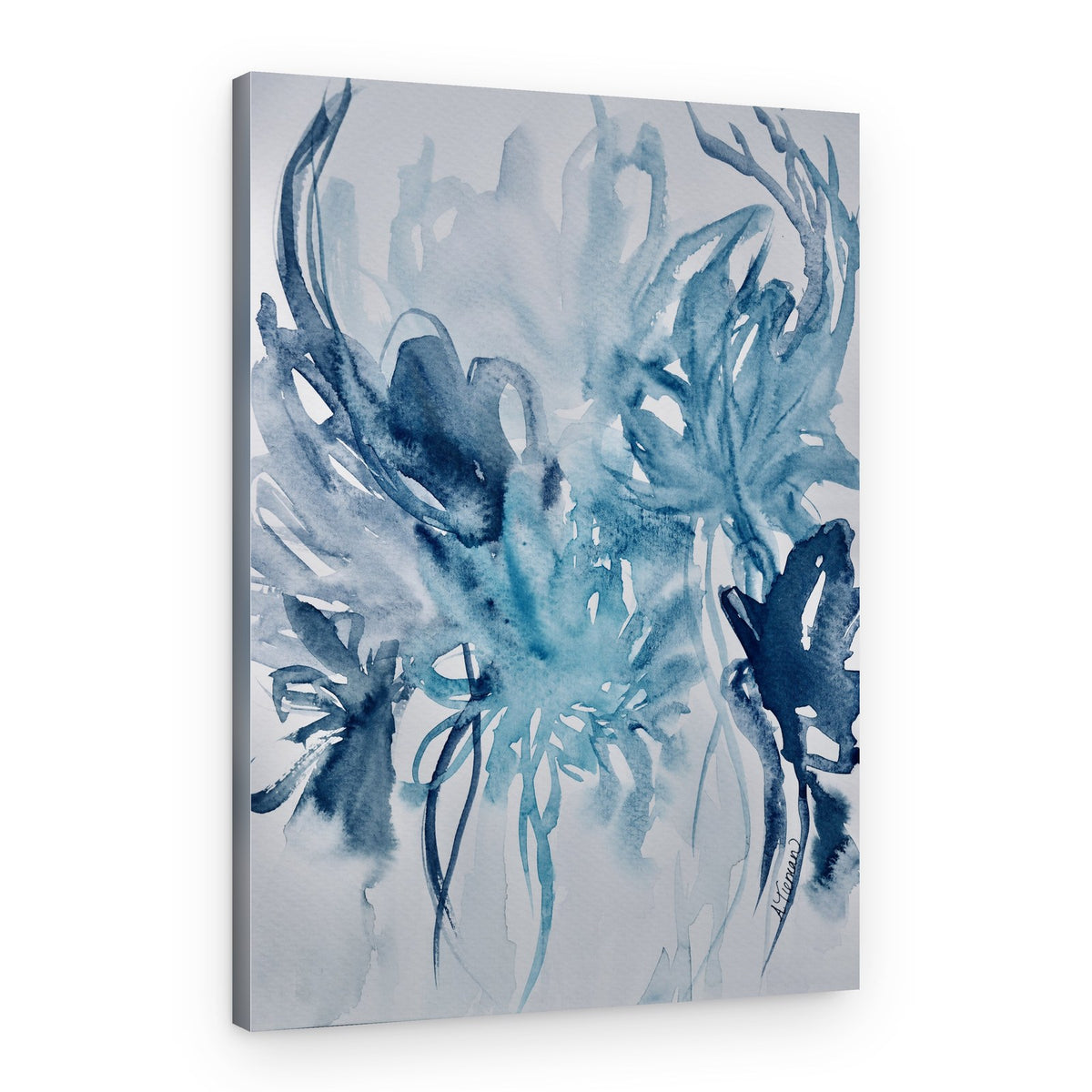 Abstract Blue Florals – Canvas Print