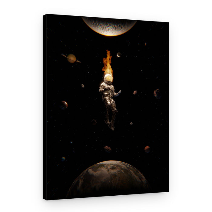 Burning Astronaut in Space – Canvas Print
