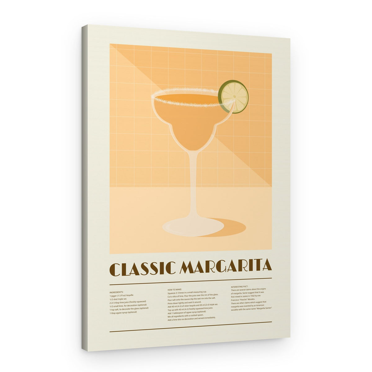 Classic Margarita Cocktail Recipe – Canvas Print