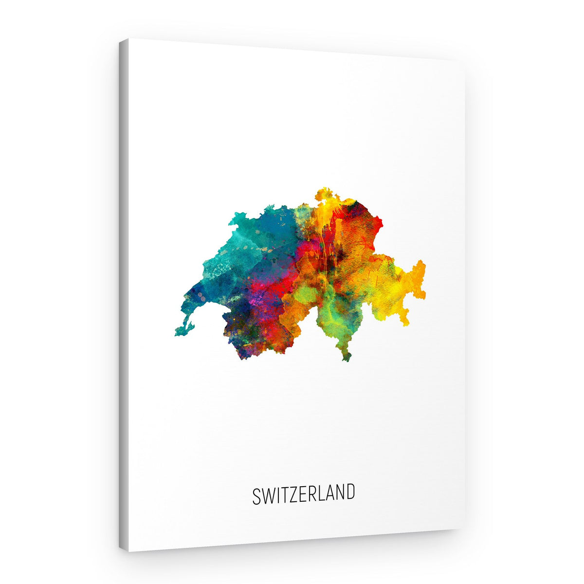 Colorful Switzerland Map – Canvas Print