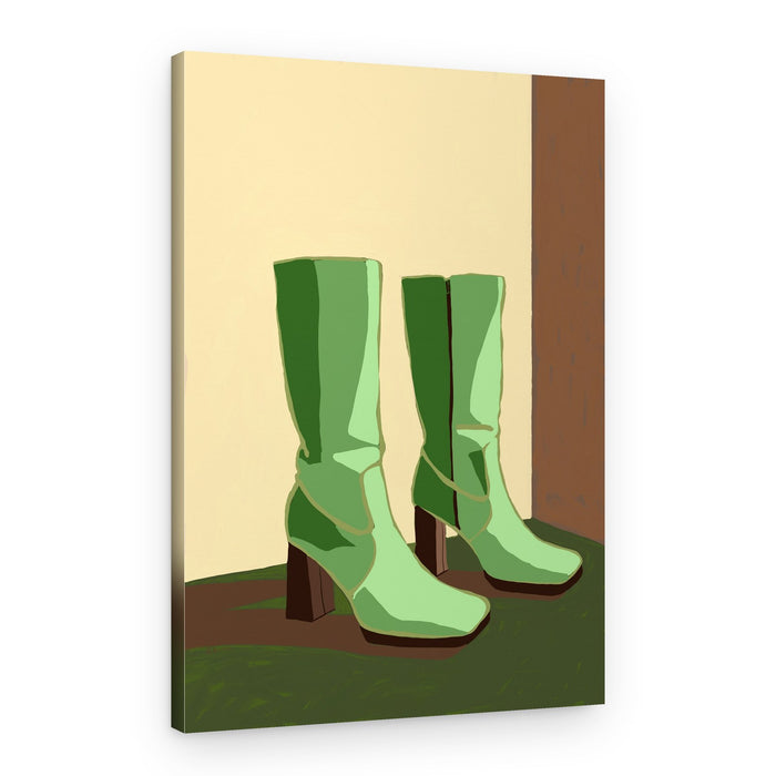 Retro Green Boots – Canvas Print