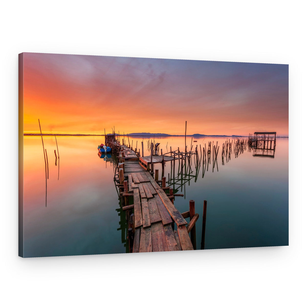 Rustic Pier Golden Sunset – Canvas Print