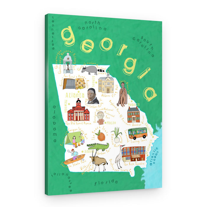 Whimsical Georgia Map – Canvas Print
