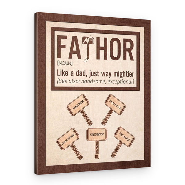 Thor Hammer Personalized Gift for Dad Fathor Father’s Day Sign Canvas Print