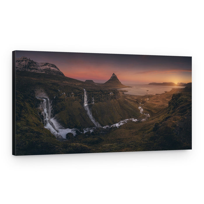 Kirkjufell Sunset Waterfall – Canvas Print