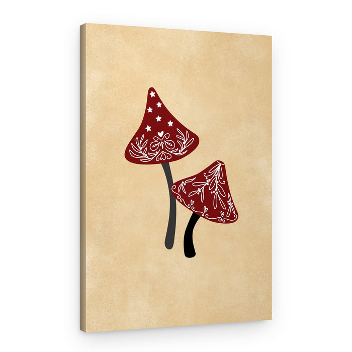 Whimsical Folk Mushrooms – Canvas Print