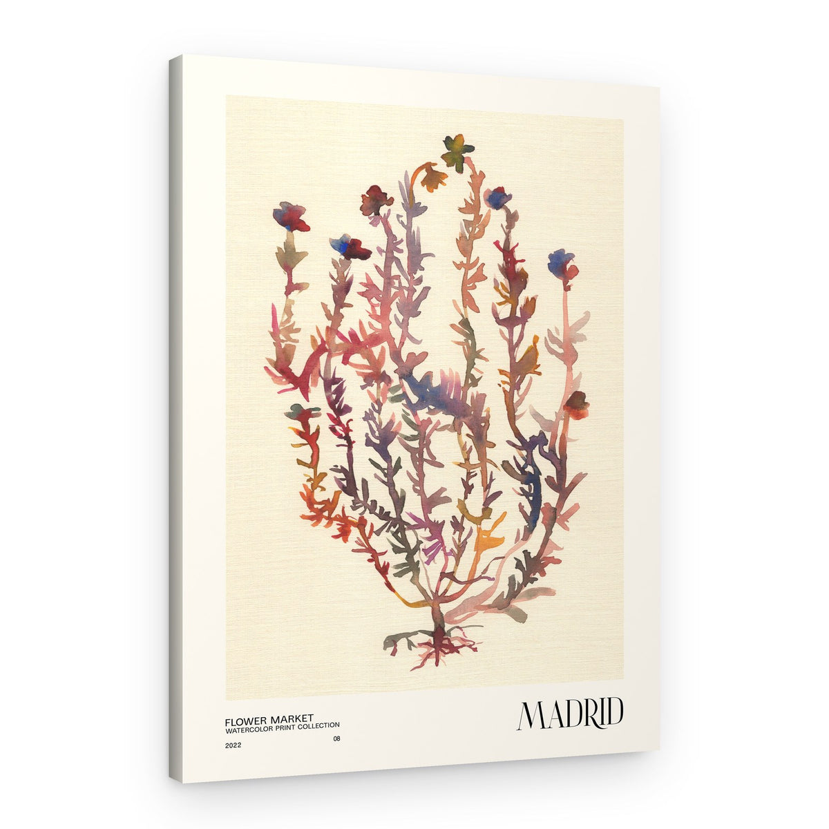 Watercolor print collection. Flower market - Madrid – Canvas Print