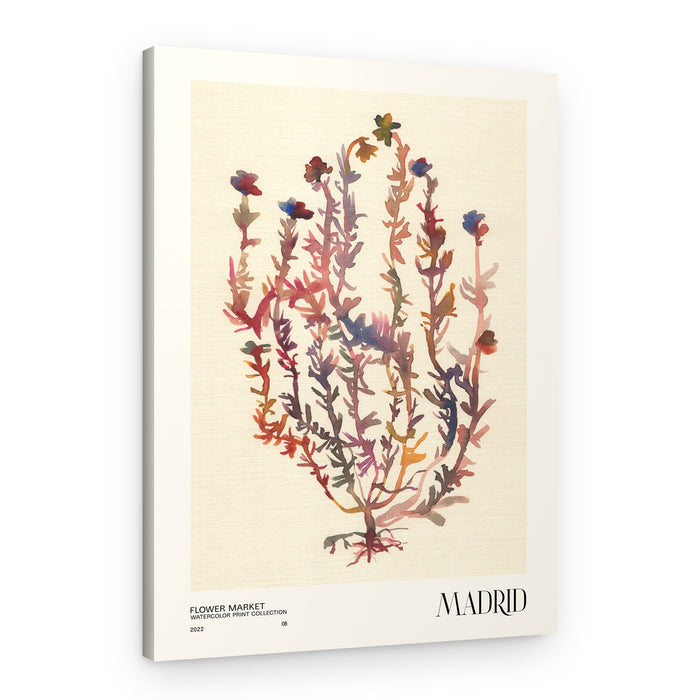 Watercolor print collection. Flower market - Madrid – Canvas Print