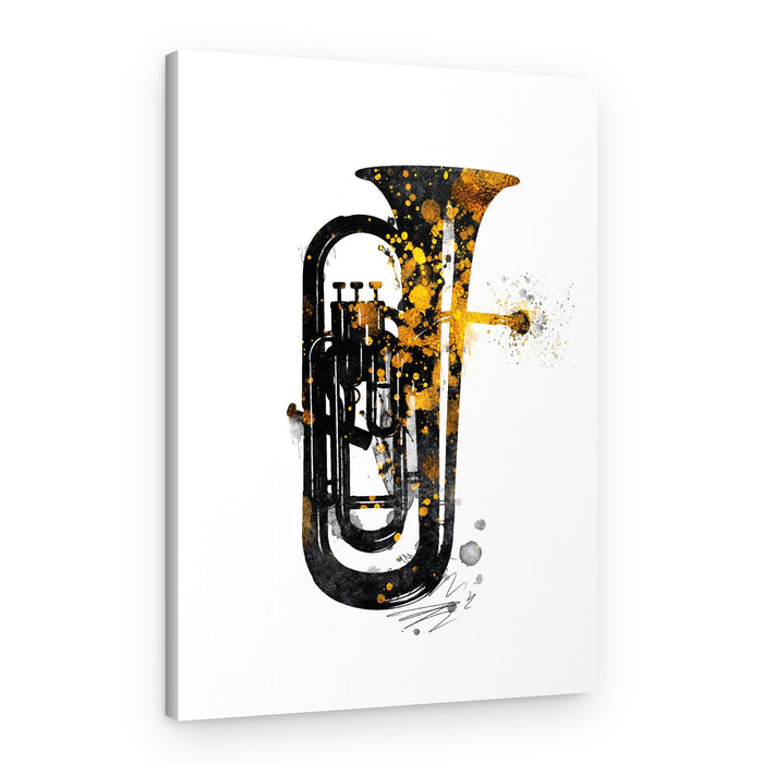 Golden Tuba Splash – Canvas Print