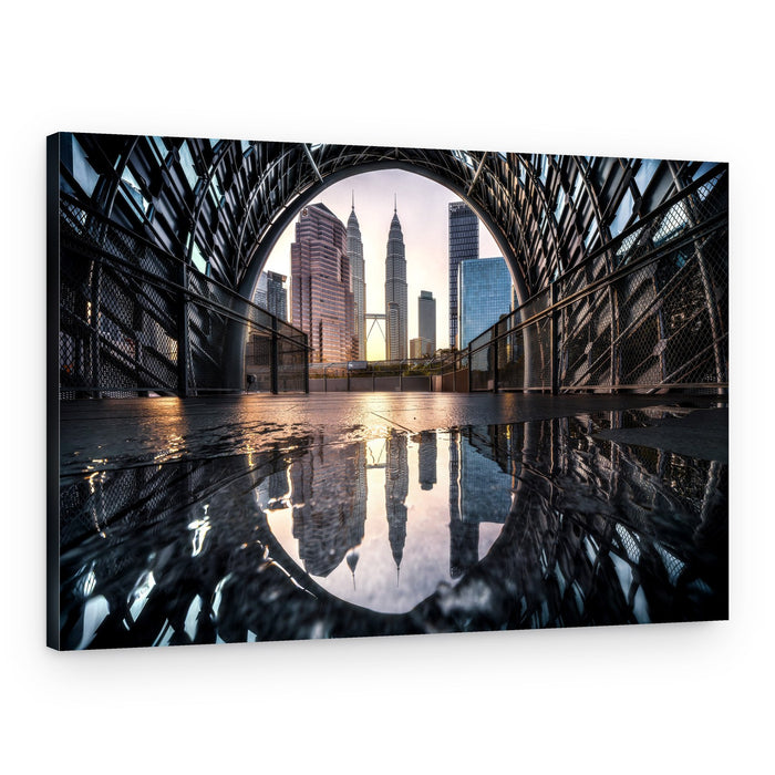 Urban Towers Arch Reflection – Canvas Print