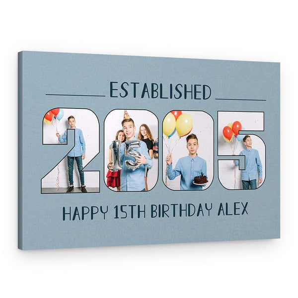 Custom Established Birth Year – Birthday Photo Canvas Print