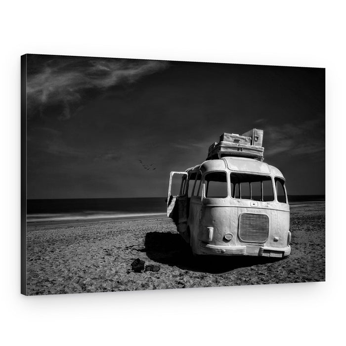 Abandoned Beach Bus – Canvas Print