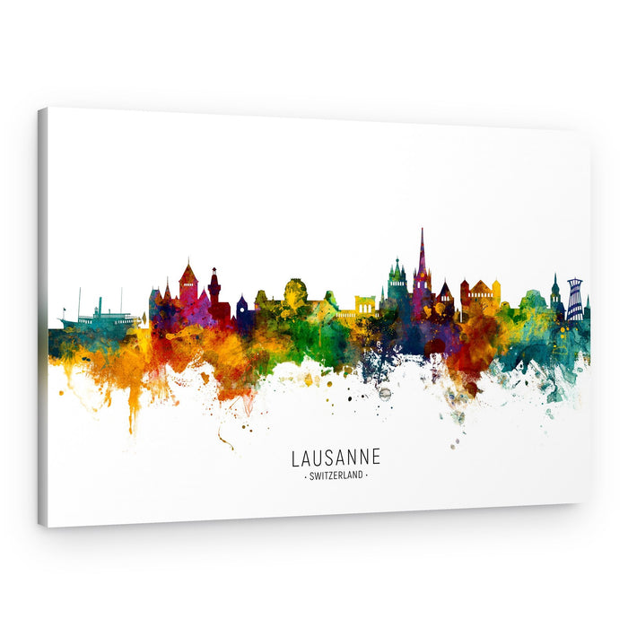 Colorful Lausanne Skyline – Canvas Print