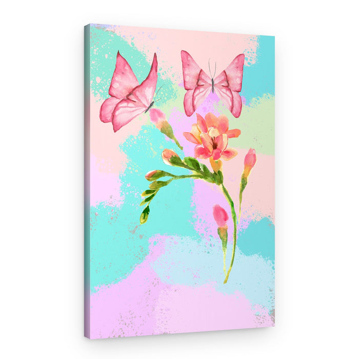 Pink Butterflies and Flowers – Canvas Print
