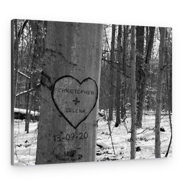 Personalized Carved Heart Art Canvas