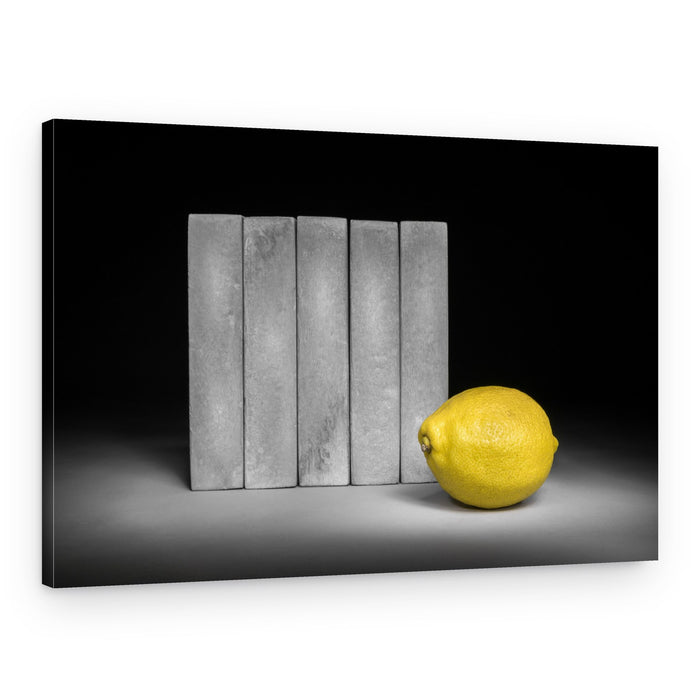 Bright Lemon Grey Blocks – Canvas Print
