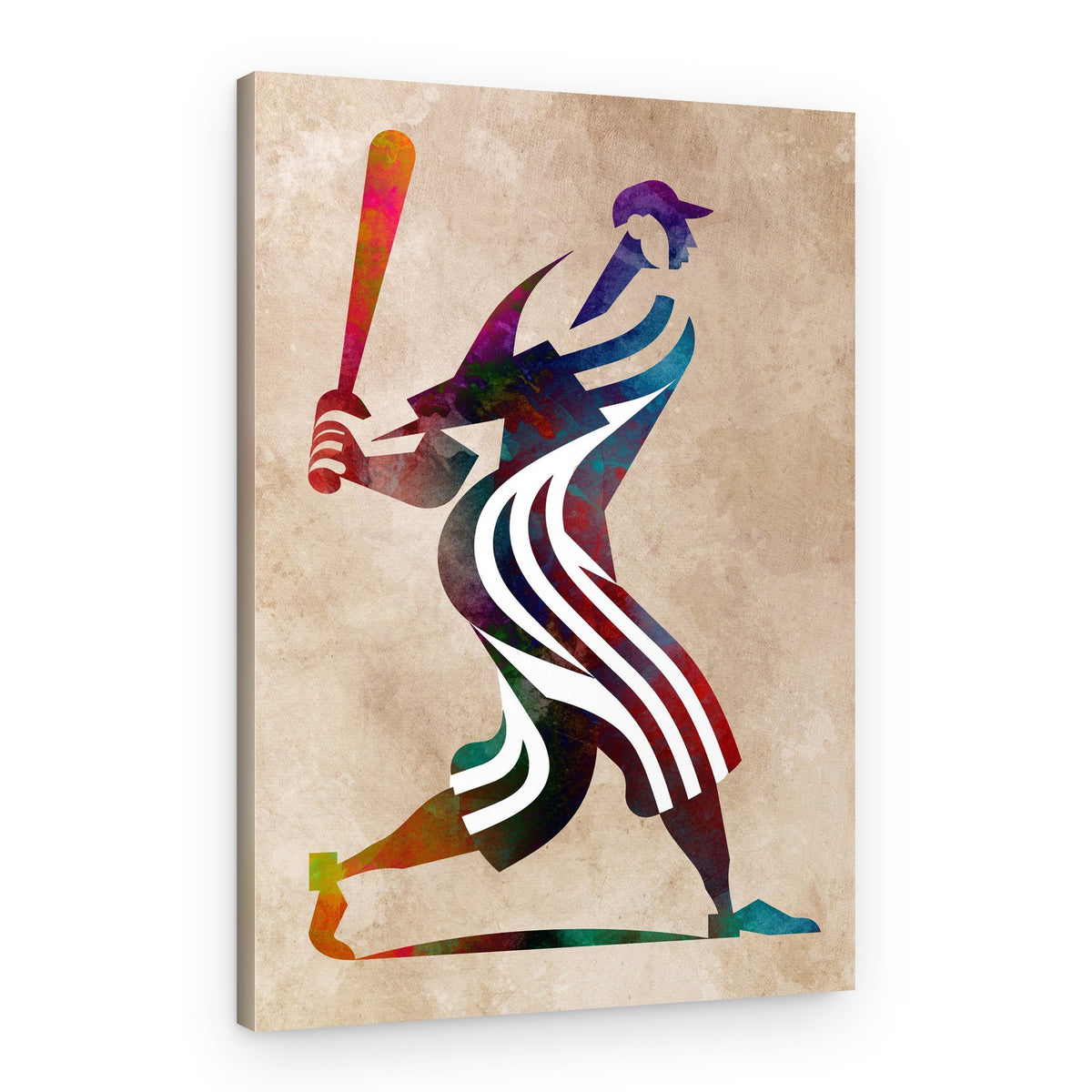 Colorful Baseball Swing – Canvas Print
