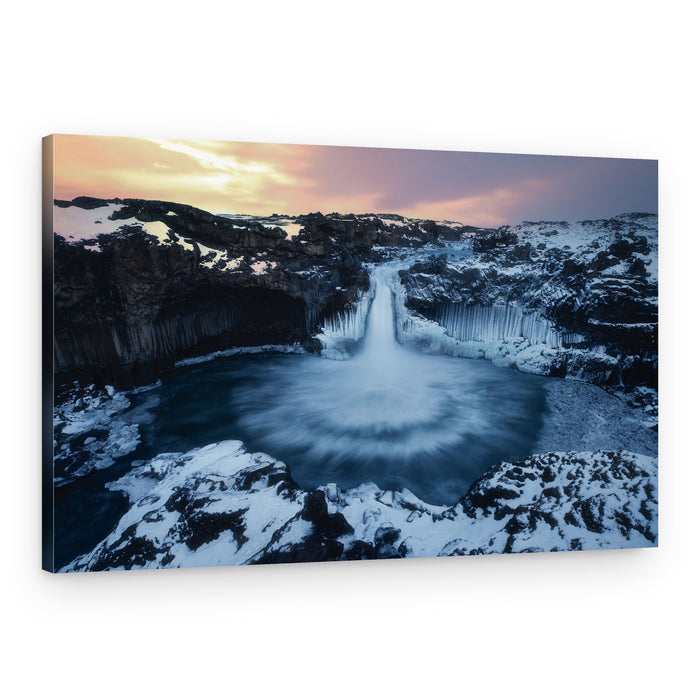 Frozen Basalt Waterfall – Canvas Print