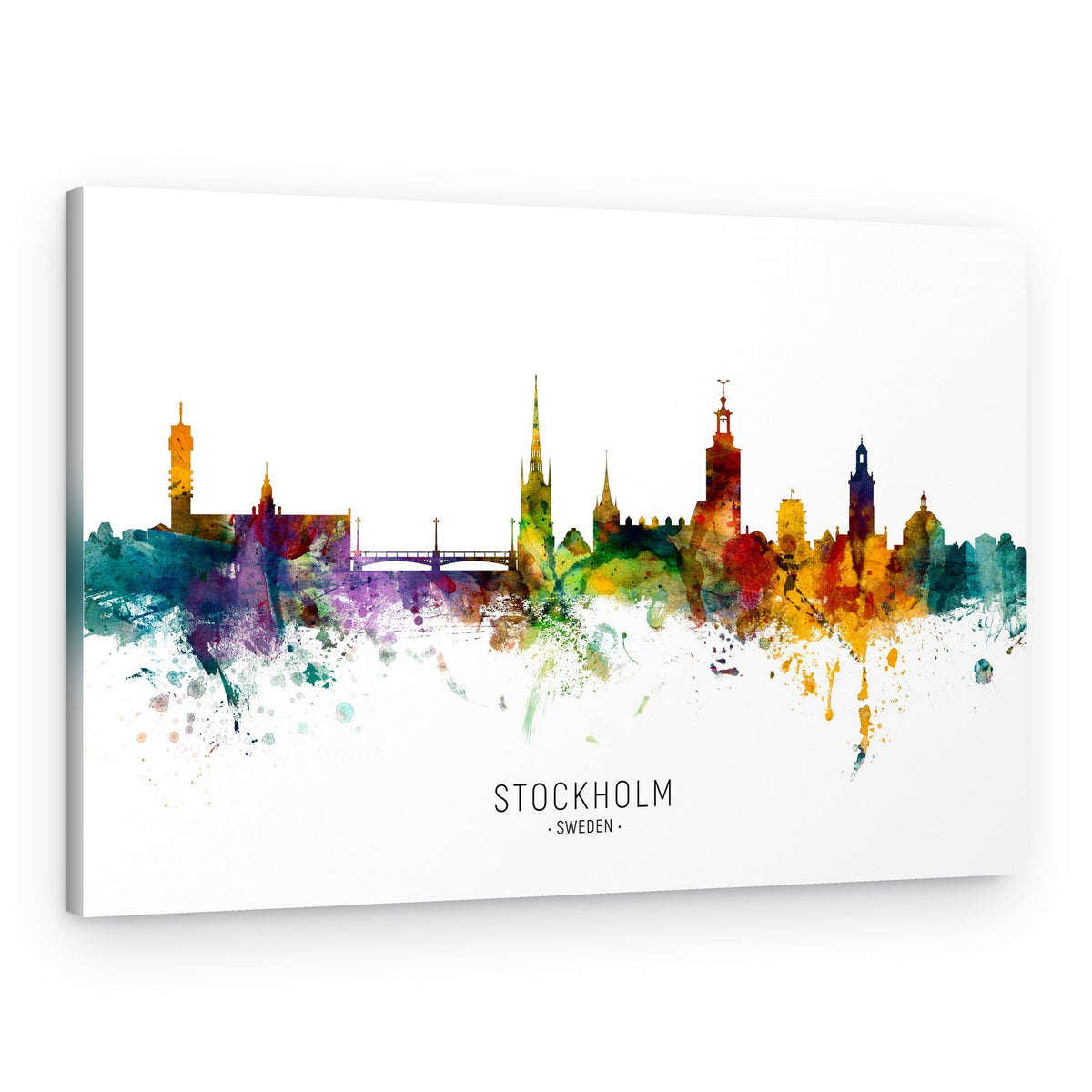Stockholm Watercolor Skyline – Canvas Print