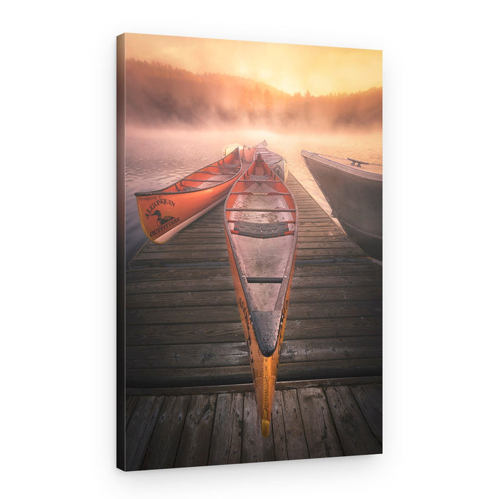 Misty Morning Canoes – Canvas Print