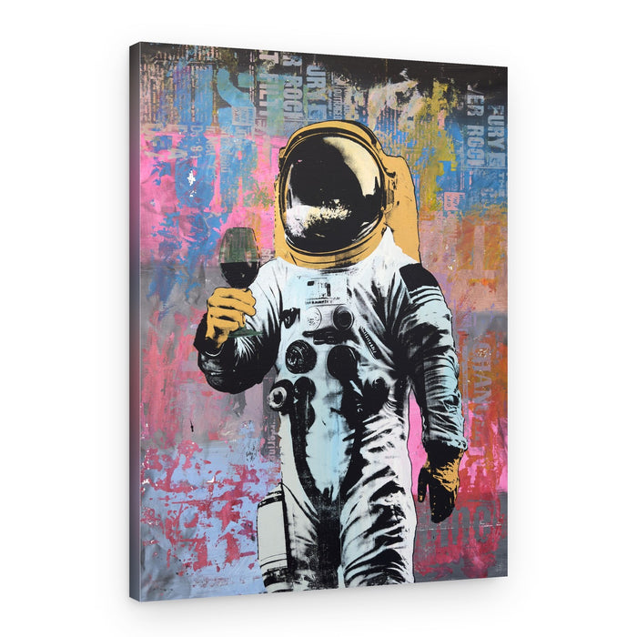 Spaceman With Wine – Canvas Print
