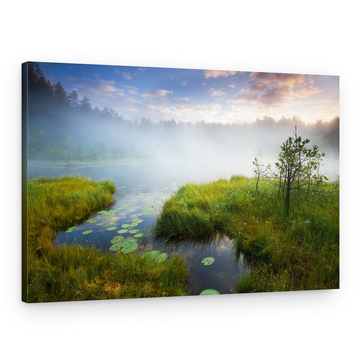 Misty Forest Lake – Canvas Print