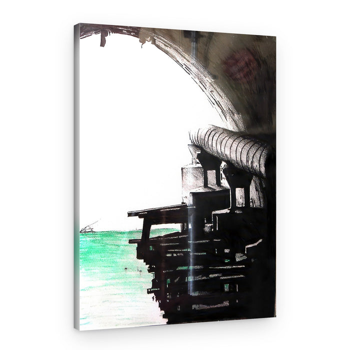 Industrial Arch Over Water – Canvas Print