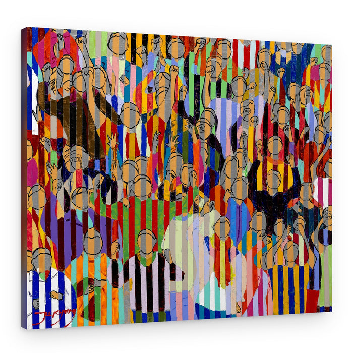 Energetic Striped Crowd – Canvas Print