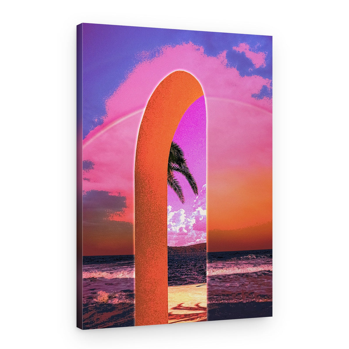 Pink Sky Beach Archway – Canvas Print