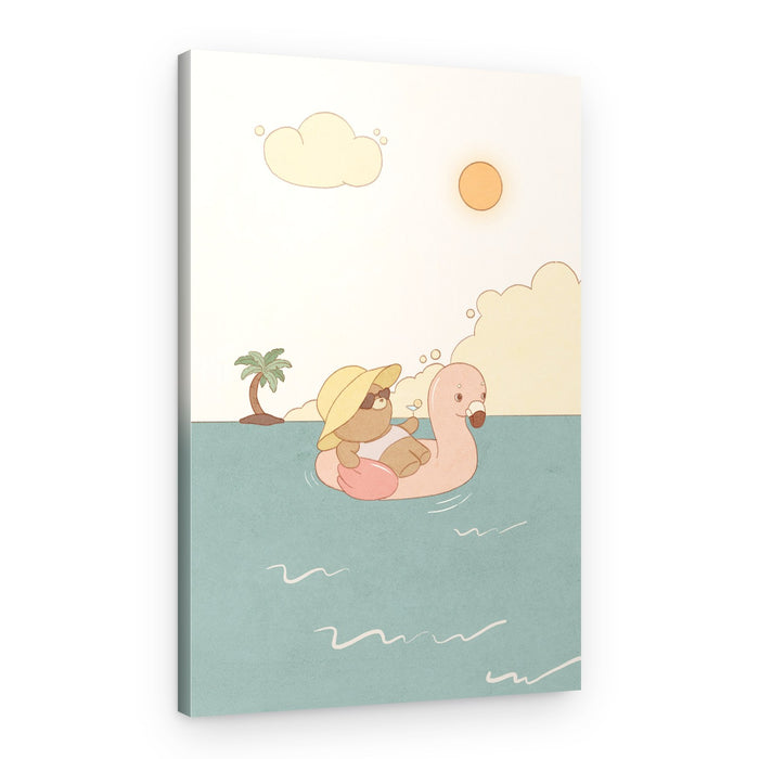 Relaxing Flamingo Float – Canvas Print