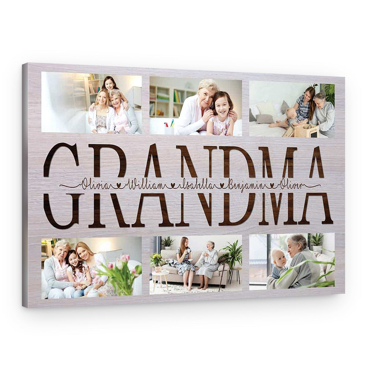 Grandma Gift With Grandkids Names Custom Canvas Print – Canvas Print – Custom Text & Photo