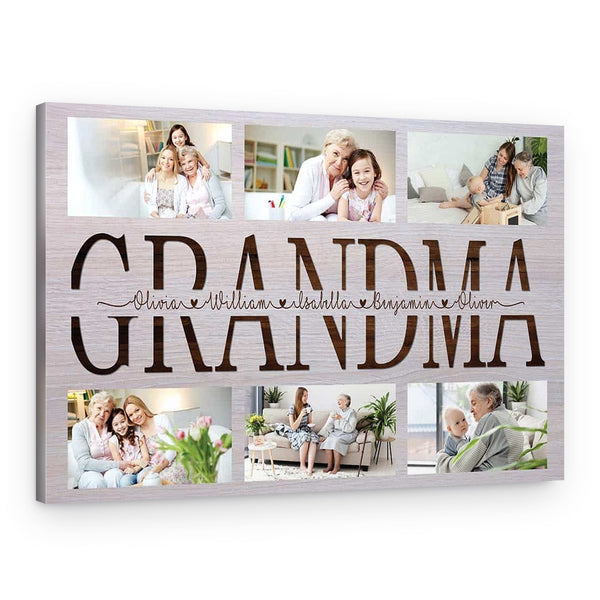 Grandma Gift With Grandkids Names Custom Canvas Print